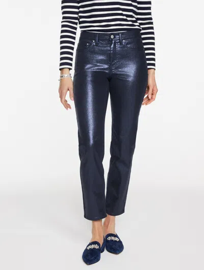Talbots Plus Petite - Slim Straight Ankle Jeans - Indigo Foil - Indigo Metallic Foil - 22  In Blue