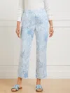 Talbots Plus Petite - Slim Leg Crop Pants - Blissful Meadow - Royal Blue/lakeside Blue - 1x  In Royal Blue,lakeside Blue