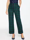 Talbots Plus Petite - Slim Wide Ankle Cuff Pants - Black Watch Plaid - 18  In Black