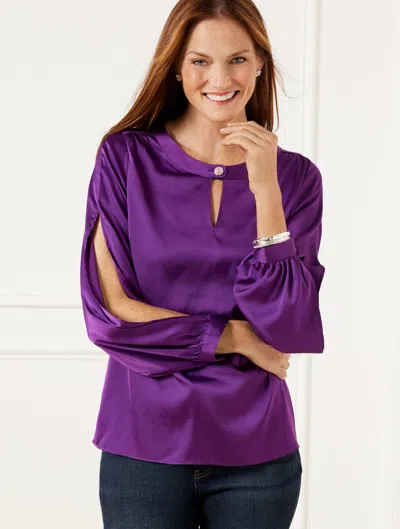 Talbots Slit Sleeve Soft Satin Charmeuse Top - Rich Amethyst - 3x