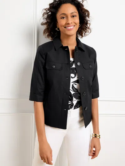 Talbots Plus Size - Slub Twill Jacket - Black - 18