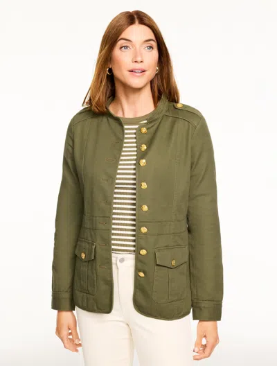 Talbots Plus Petite - Slub Twill Military Jacket - Burnt Olive - 1x - 100% Cotton  In Brown