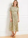 Talbots Misses - Smocked Poplin Shirtdress - Branching Floral - Yellow/green - 12 - 100% Cotton  In Yellow,green