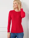 Talbots Soft Cable Knit Crewneck Sweater - Red - 2x