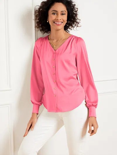 Talbots Plus Petite - Soft Satin Charmeuse Top - Poppy Pink - 3x