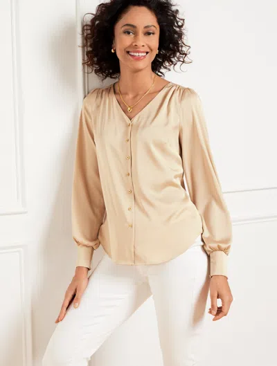 Talbots Plus Petite - Soft Satin Charmeuse Top - Soft Sand - 2x