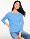 Talbots Plus Petite - Solid Bateau Neck T-shirt Pima Cotton - Shore Blue - 3x