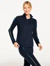 Talbots Plus Petite - Sport Fleeceback Full-zip Jacket - Ombrã© Piped - Indigo - 3x  In Blue