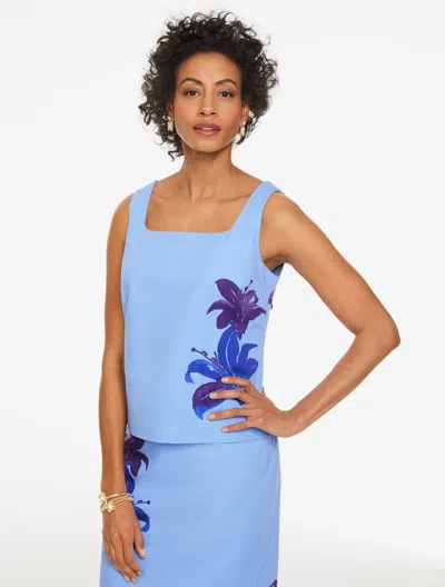 Talbots Plus Petite - Square Neck Shell Sweater - Falling Blooms - Vista Blue - 22