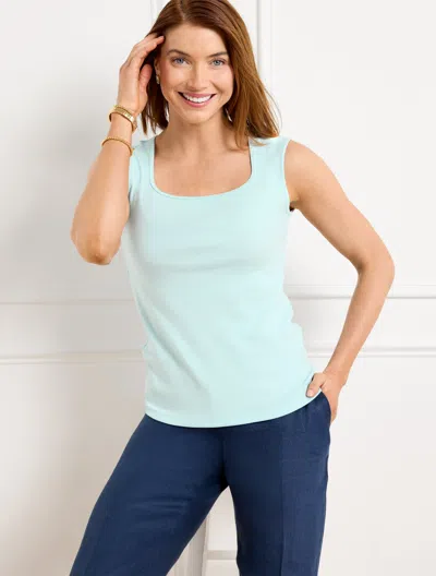 Talbots Plus Petite - Square Neck Tank Top - Blue Ice - 1x  In Blue Ice