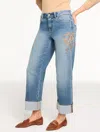Talbots Plus Petite - Straight Ankle Cuff Embroidered Jeans - Autumn Wash - 20  In Multi