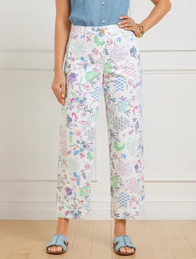 Talbots Plus Petite - Straight Ankle Pants - Whimsical Jacobean - White - 16
