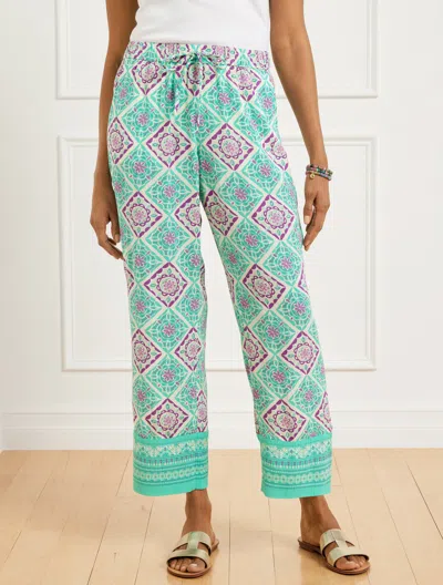 Talbots Plus Petite - Straight Ankle Pull-on Pants - Monaco Tiles - Villa Blue/violet Sunset - 2x