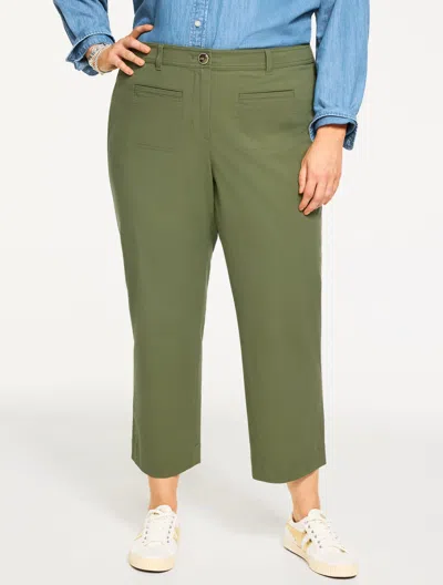 Talbots Plus Petite - Straight Crop Ottoman Pants - Olive Leaf - 20  In Green