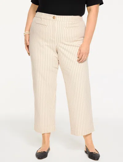 Talbots Plus Petite - Straight Crop Pants - Herringbone Stripe - Ivory/black - 20  In Multi