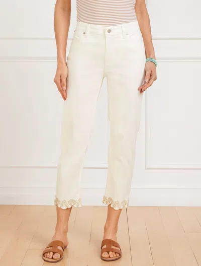 Talbots Plus Petite - Straight Crop Scallop Hem Jeans - Ivory - 20