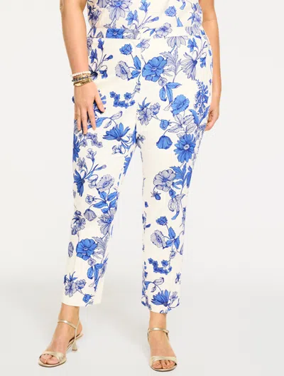 Talbots Plus Petite - Straight Leg Ankle Pants - Shadow Floral - Vista Blue - 18