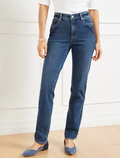 Talbots Plus Petite - Straight Leg Jeans - Ivy Embroidery Wash - Ivory Wash - 22