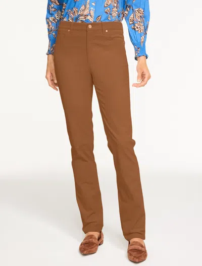 Talbots Plus Petite - Straight Leg Stretch Corduroy Pants - Caramel - 22  In Brown