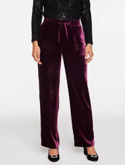 Talbots Plus Petite - Straight Leg Velvet Pull-on Pants - Rich Burgundy - 1x  In Purple