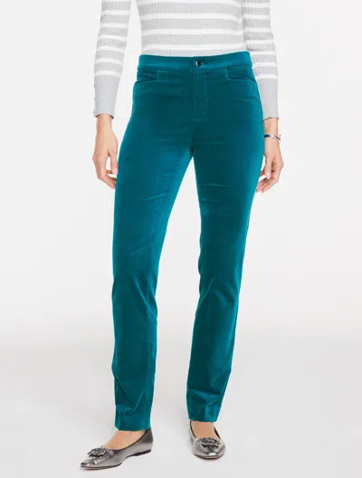 Talbots Plus Petite - Straight Leg Velveteen Pants - Blue Spruce - 18  In Green