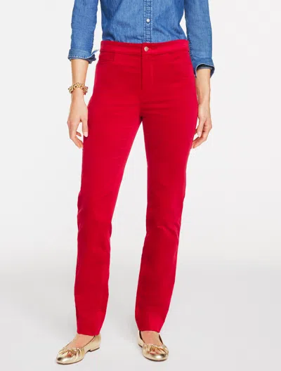 Talbots Plus Petite - Straight Leg Velveteen Pants - Red - 20