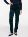 Talbots Plus Petite - Straight Leg Velveteen Pants - Tranquil Tartan - Black - 20  In Green