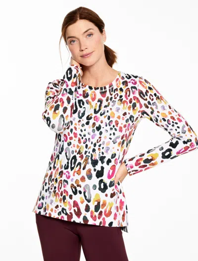 Talbots Plus Petite - Supersoft Jersey Crewneck T-shirt - Watercolor Leopard - Pink - 2x