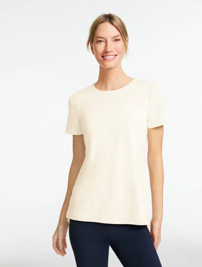 Talbots Plus Petite - Supersoft Jersey Short Sleeve Crewneck T-shirt - Ivory - 1x  In White