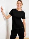 Talbots Plus Petite - Supersoft Jersey Short Sleeve T-shirt - Black - 3x