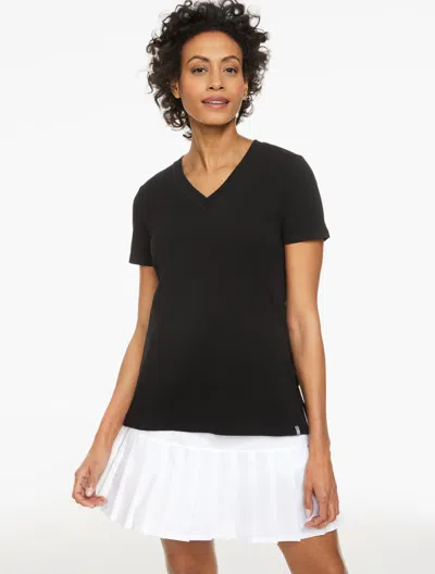 Talbots Plus Petite - Supersoft Jersey Short Sleeve V-neck T-shirt - Black - 2x