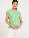 Talbots Plus Petite - Supersoft Jersey V-neck T-shirt - Seaside Villa - Light Jade/white - 1x