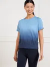 Talbots Plus Petite - Supersoft Slub Crewneck T-shirt - Dip-dye - Lakeside Blue/indigo - 2x - 100% Cotton Ta