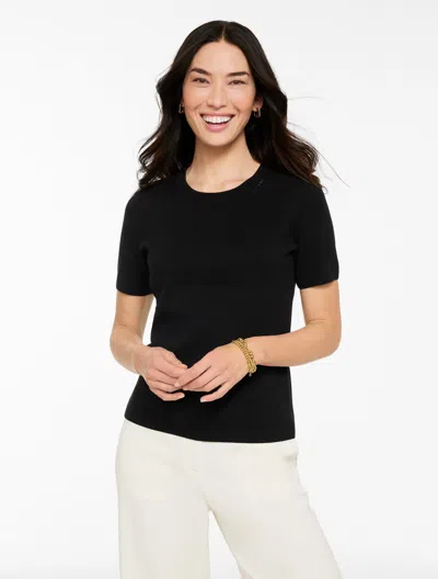 Talbots Plus Petite - Sweater Studio Crewneck T-shirt - Black - 3x