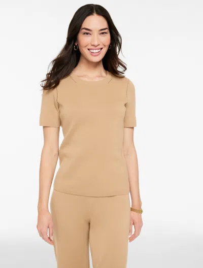Talbots Plus Petite - Sweater Studio Crewneck T-shirt - Toasted Coconut - 2x  In Multi