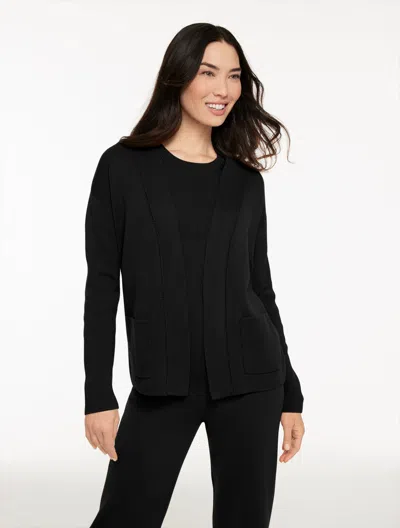 Talbots Plus Petite - Sweater Studio Open Front Cardigan - Black - 3x  In Multi