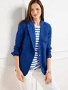 Talbots Plus Petite - Tailored Seaming Linen Blazer - Blue Majesty - 16