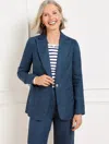 Talbots Plus Size - Tailored Seaming Linen Blazer - Cross Dyed - Indigo/dusky Blue - 24  In Indigo,dusky Blue