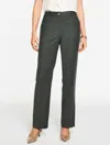 Talbots Plus Petite -  Southampton Italian Luxe Flannel Straight Leg Pants - Dark Green - 14