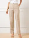 Talbots Plus Petite -  Southampton Straight Leg Linen Pants - Taupe/white - 20 In Taupe,white