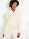 Talbots Petite - Loop Stitch Cardigan Sweater -  Ivory - Large In Ivory