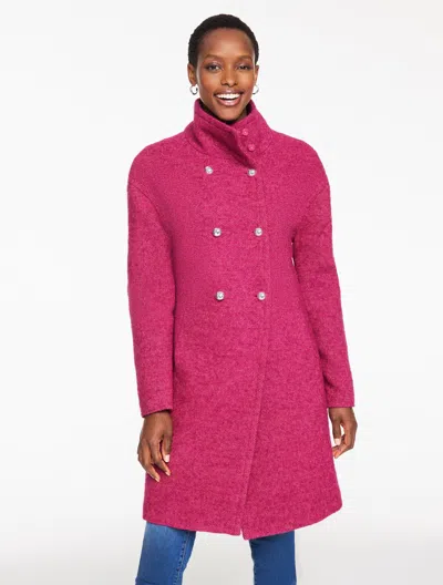 Talbots Plus Petite - Textured Double Breasted Coat - Magenta  In Purple