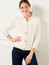 Talbots Plus Petite - Textured Polo Cardigan Sweater - Ivory - 2x