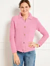 Talbots Plus Petite - Textured Polo Cardigan Sweater - Soft Pink - 3x