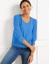 Talbots Plus Petite - Textured Scoop Neck T-shirt - Azure Blue - 3x