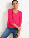 Talbots Plus Petite - Textured Scoop Neck T-shirt - Bright Rose - 2x  In Pink