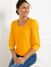 Talbots Plus Petite - Textured Scoop Neck T-shirt - Golden Honey - 2x