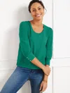 Talbots Plus Petite - Textured Scoop Neck T-shirt - Lush Green