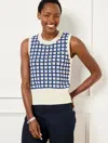 Talbots Plus Petite - Textured Stitch Sweater Shell - Plaid - Ivory/indigo - 2x - 100% Cotton  In Ivory,indigo