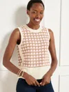 Talbots Plus Petite - Textured Stitch Sweater Shell - Plaid - Soft Pink/cafe - 3x - 100% Cotton  In Soft Pink,cafe